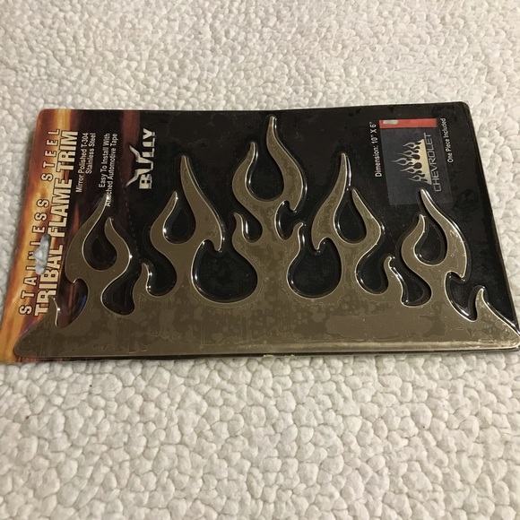 Bully Stick-on Tribal Flame Trim Stainless Steel Decal Mirror Polished T-304 Fla - Picture 3 of 16